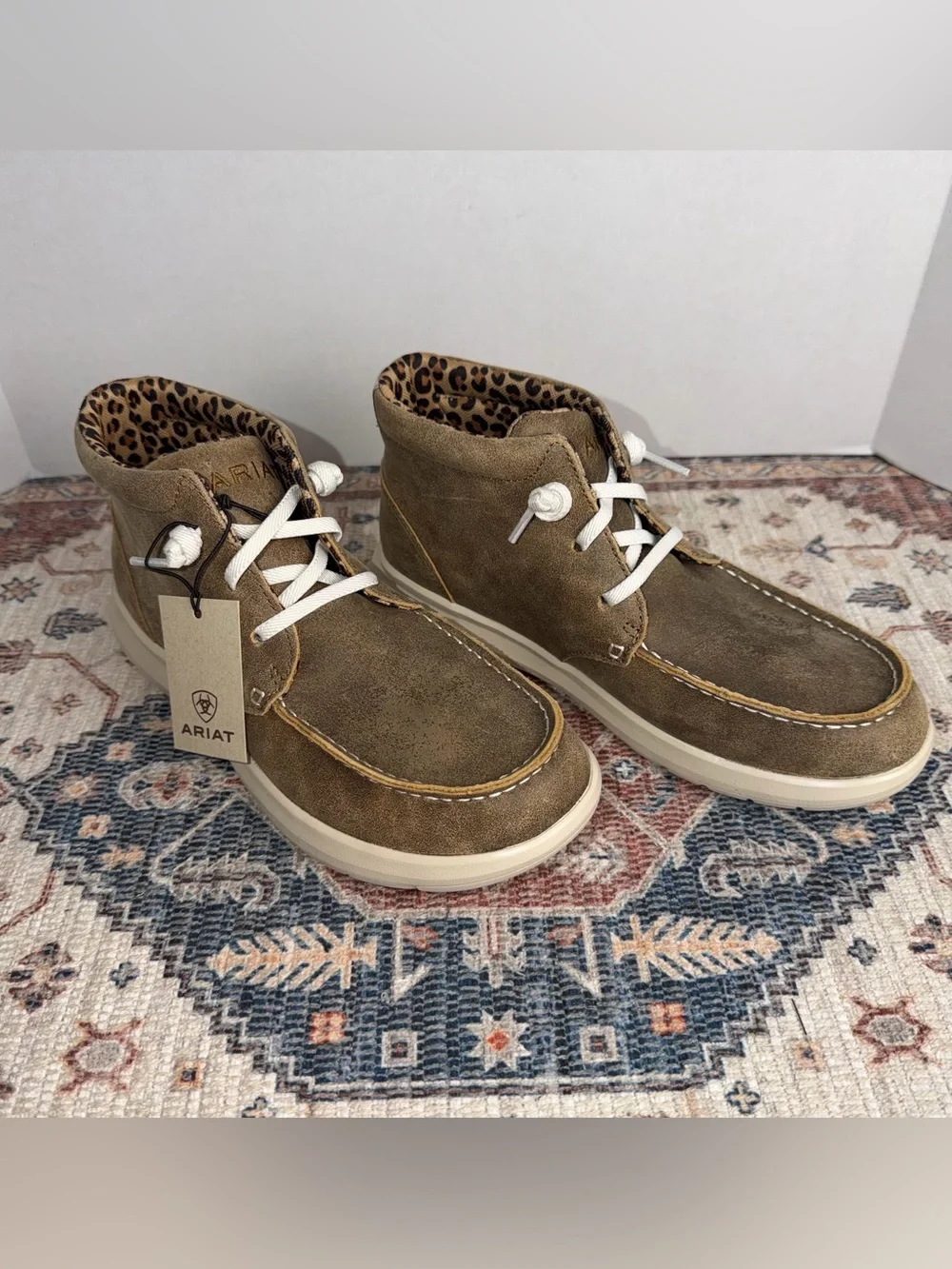 Ariat Taupe Brown Suede Men's Chukka with Leopard Lining